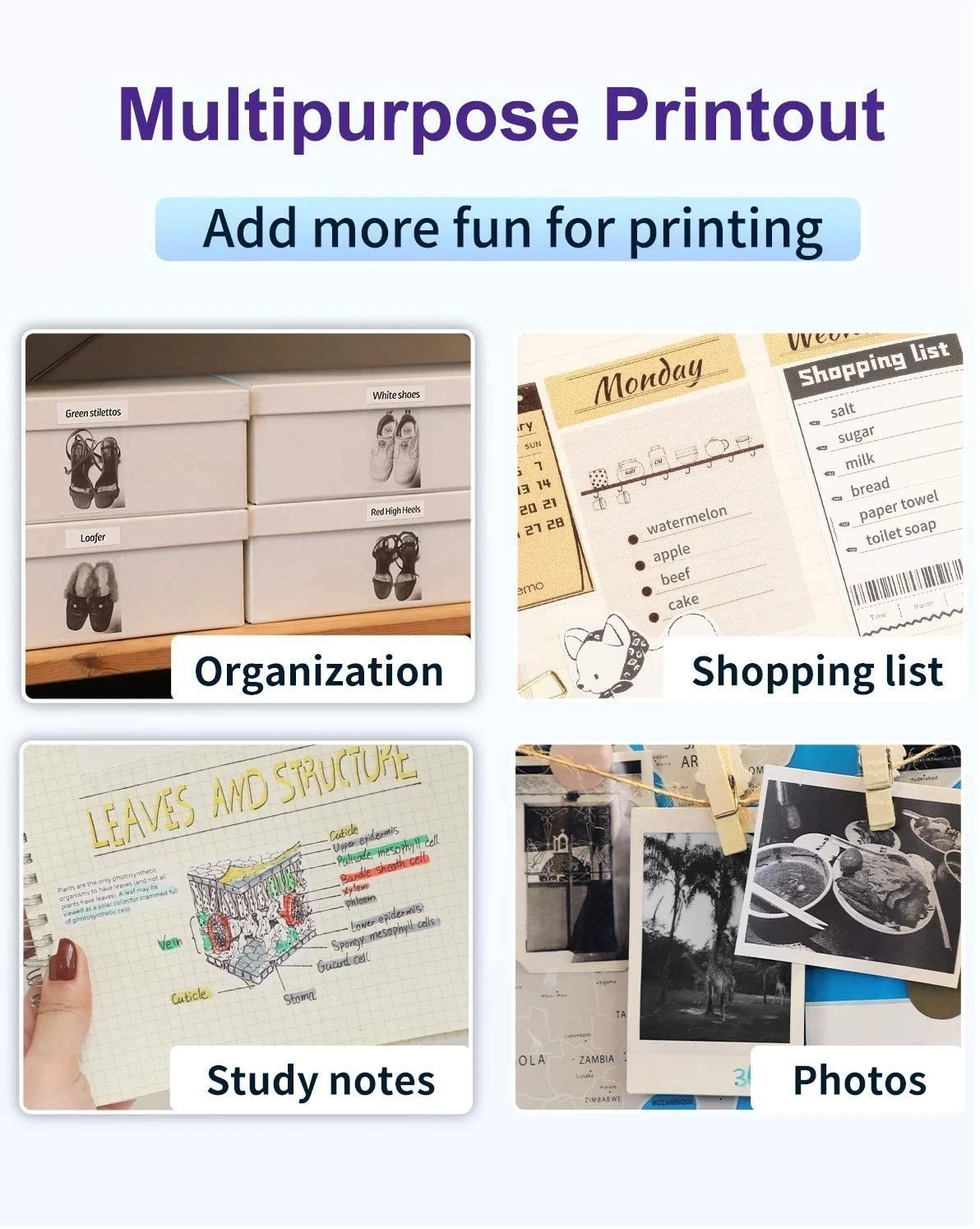 Phomom03 – imprimante Photo Portable sans fil, Mini-code à barres, sans encre, pour étiquettes de téléphone