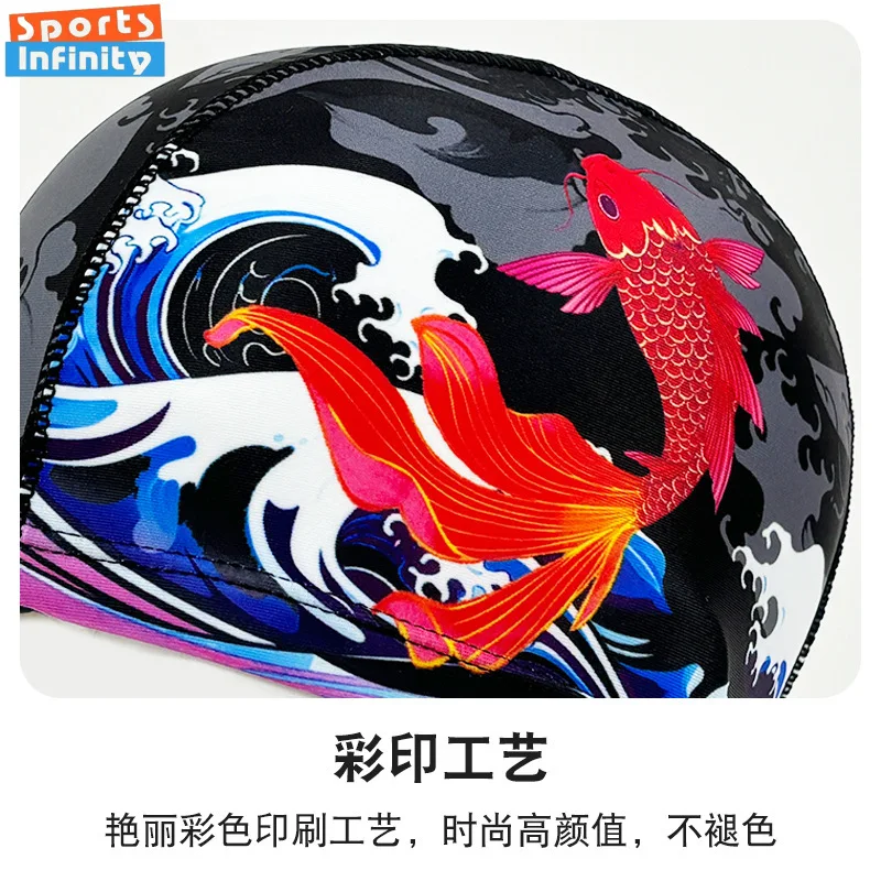 أزياء الكبار قبعة السباحة للجنسين لهب مطبوعة قبعة السباحة مريحة عدم الانزلاق النسيج قبعات السباحة اكسسوارات السباحة