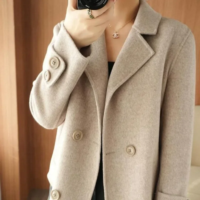 Mixtures Jacket Woman Double Breasted Loose Fashion 2024 on Sale Blazer Wool Blend Coat for Women Novelty Single Trendy New In