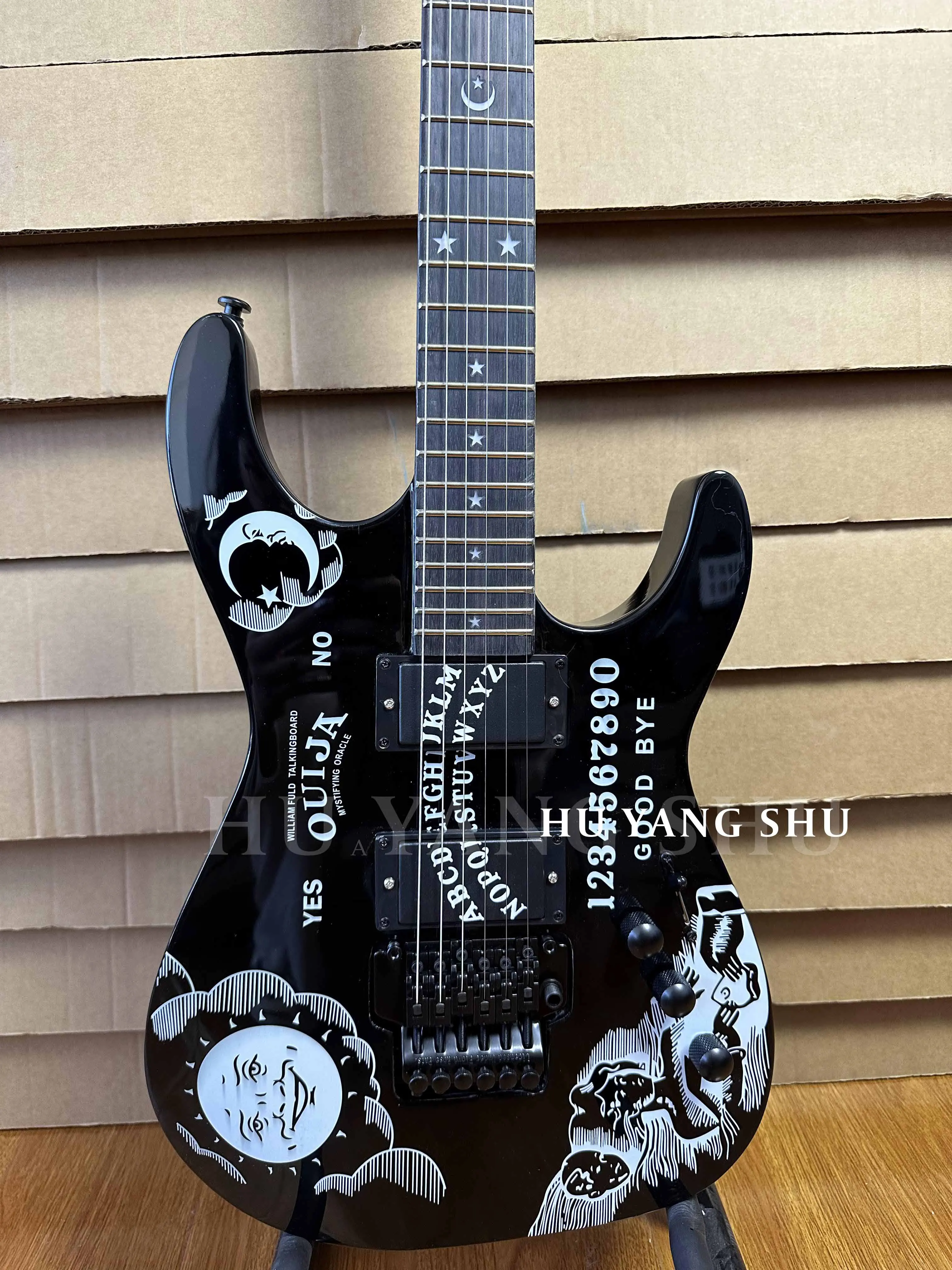 

Factory Solid Body Black Kirk Hammett Electric Guitar Moon Style Gloss Body