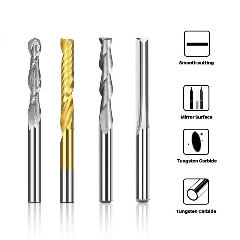 3.175mm Shank PCB frez końcówki do grawerowania pokryte tytanem frez węglikowy do maszyny PCB kukurydzy frezy CNC