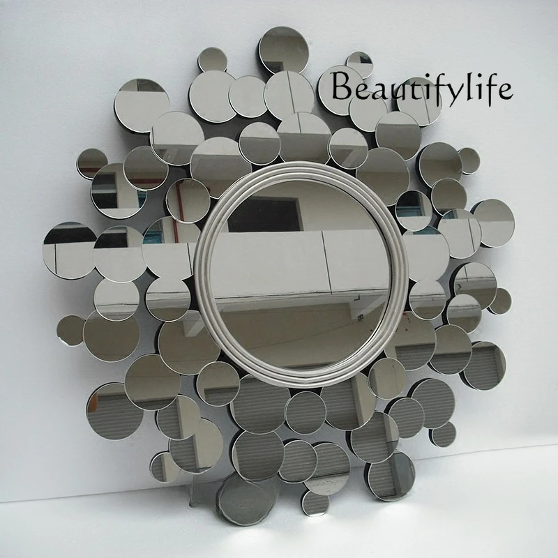

Neoclassical mirror entrance bathroom fashionable round wall hanging modern living room dining room background wall decoration