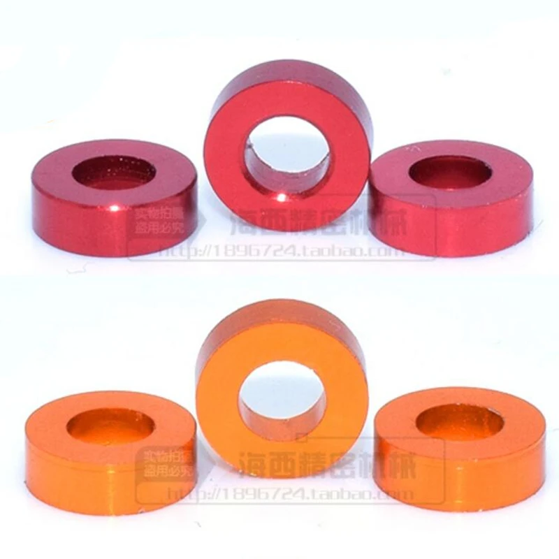 50pcs M3 Aluminum flat washer M3*6*0.25/0.5/1/1.5/2/2.5/3mm colorful aluminum alloy bushing gasket washer plain washers