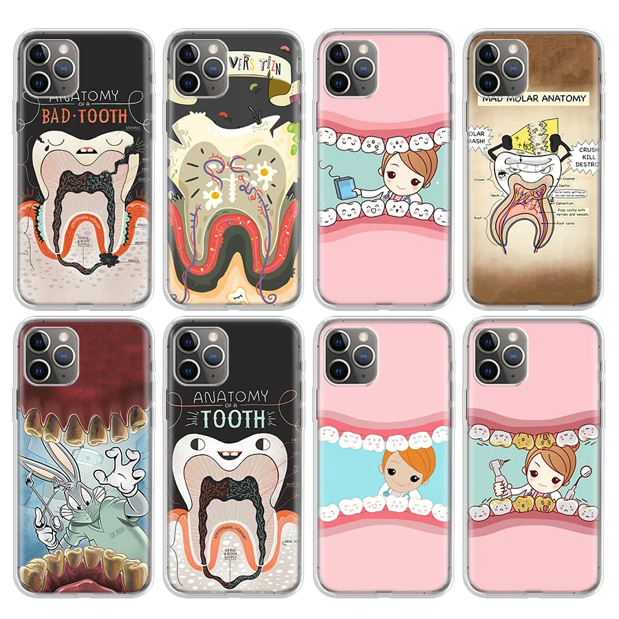 Wisdom Teeth Dentist Tooth Soft Phone Case For IPhone 11 13 16 Pro MAX 15 + 14 Plus 12 Mini X XS Apple 8 7 SE Fundas Coque 11 12