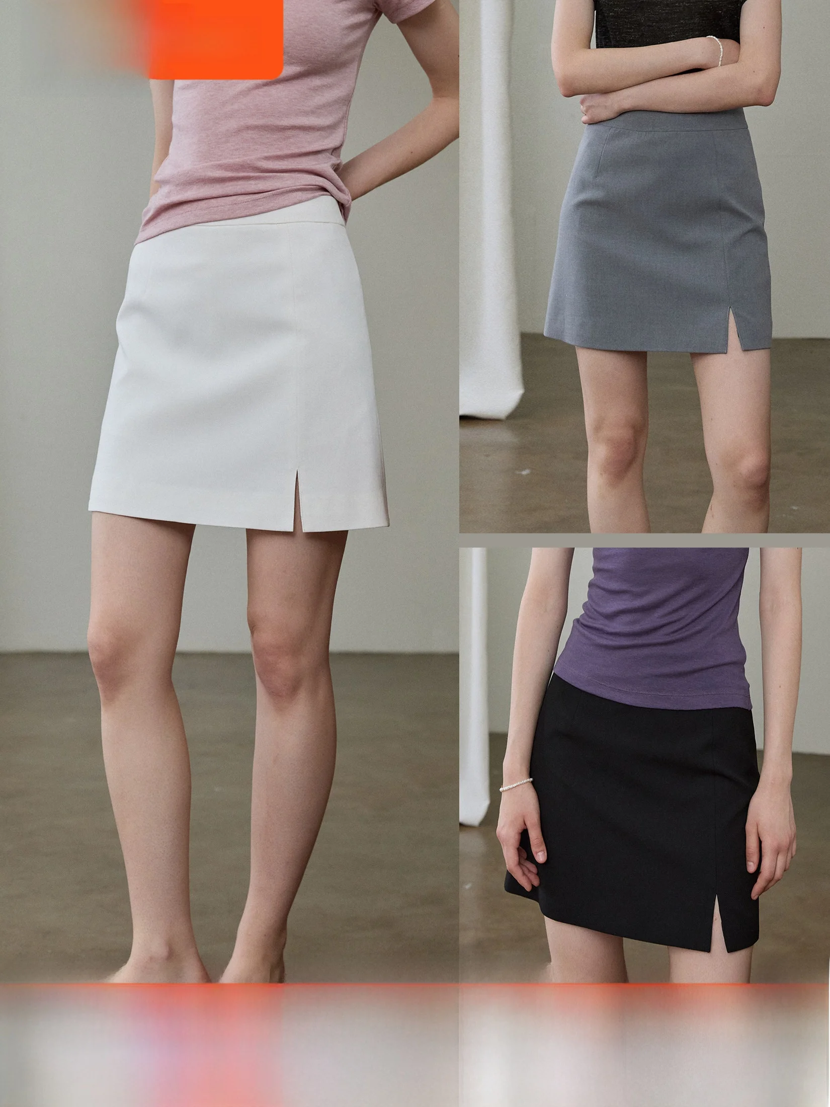 Xumooxii High Waist Asymmetrical Casual Commute Women's Skirt Anti-Wrinkle Short Midi Skirt for Summer Office Work