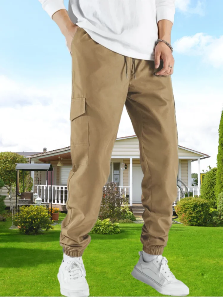 2025 New Multiple Pockets cargo pants Men's Fitness Pants Thin Loose Quick drying Mens sweatpants men Casual running Trousers