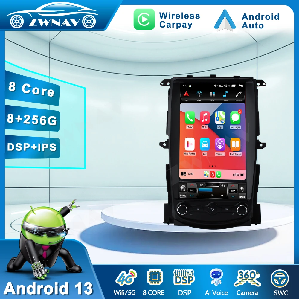 

13.8" Android For Nissan 370Z 2009-2021 Car GPS Navigation Multimedia Player Head Unit Stere Vertical Screen Auto Radio Carplay