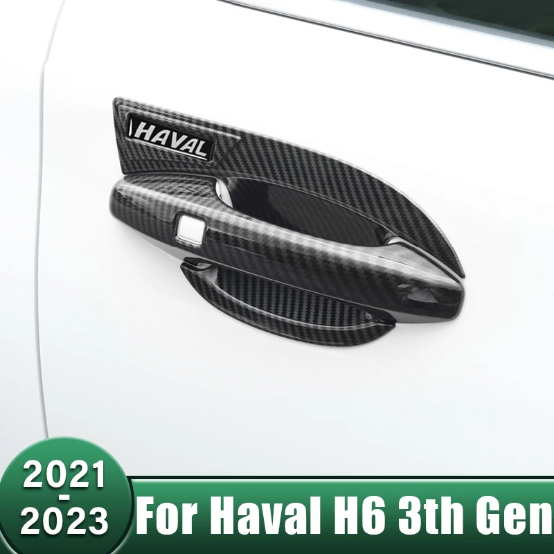 Cubierta embellecedora para manija de puerta exterior de coche, pegatina embellecedora de protección para Haval H6 de tercera generación, 2021,