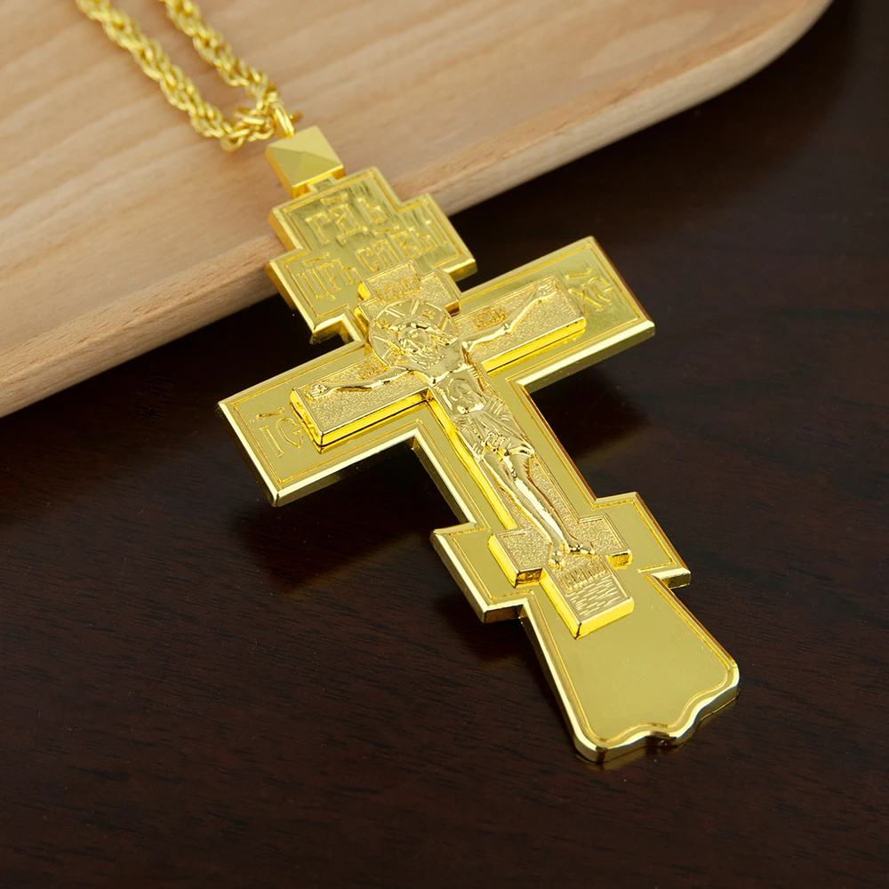 Orthodox Jesus Cross Pendant Church Pastor Chest Pendant Religious Ritual Supplies Prayer Prayer Alloy Cross Necklace