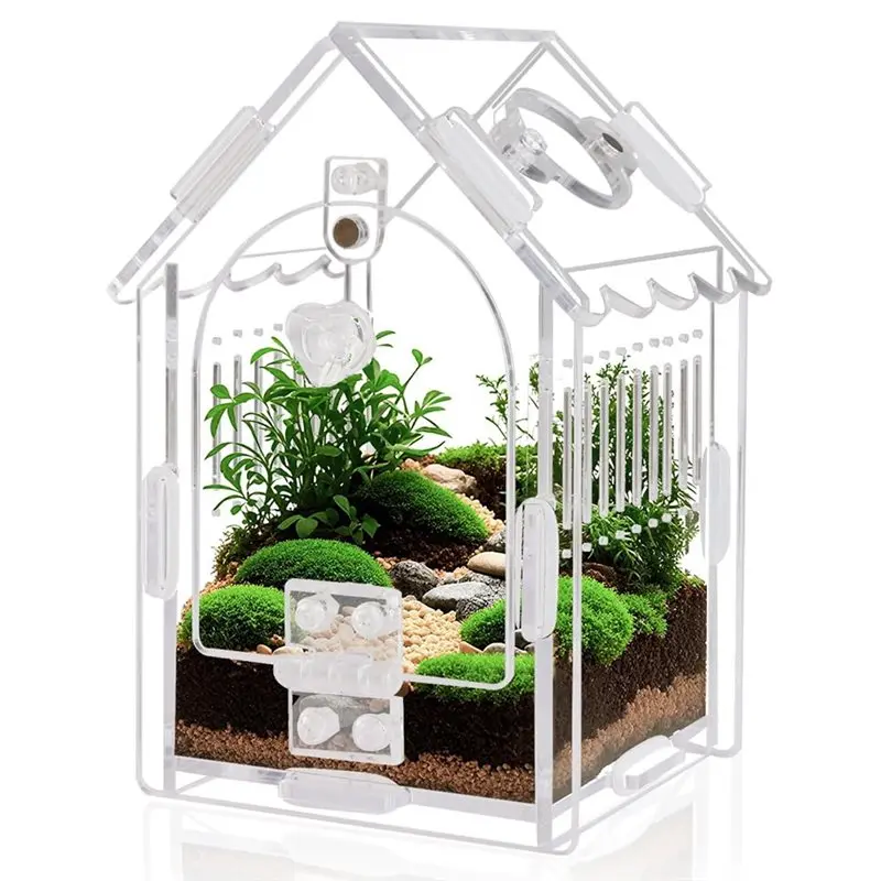 

【ADORN】Jumping Spider Enclosure - Internal Dimensions 3.15X3.15X5.6Inch Acrylic Terrarium Kit For Tarantulas/Mantis/Reptiles