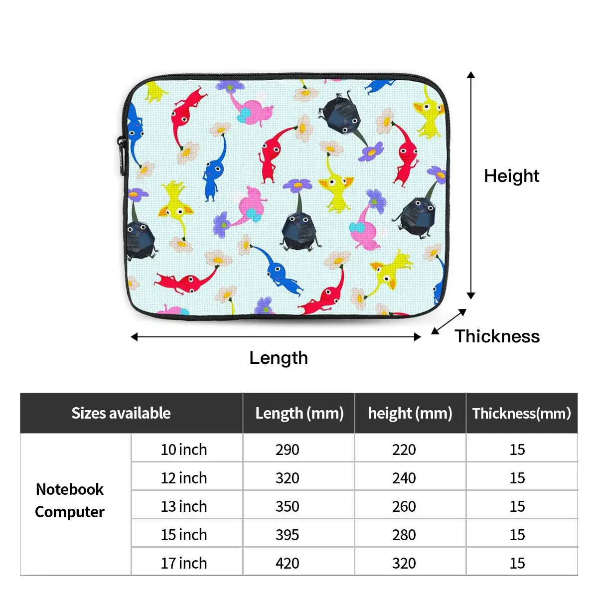 Pikmin Notebook Laptop Bag Case Pouch 10 12 13 15 17 Inch Notebook Sleeve Cover Bag Tablet Shockproof Case Bag