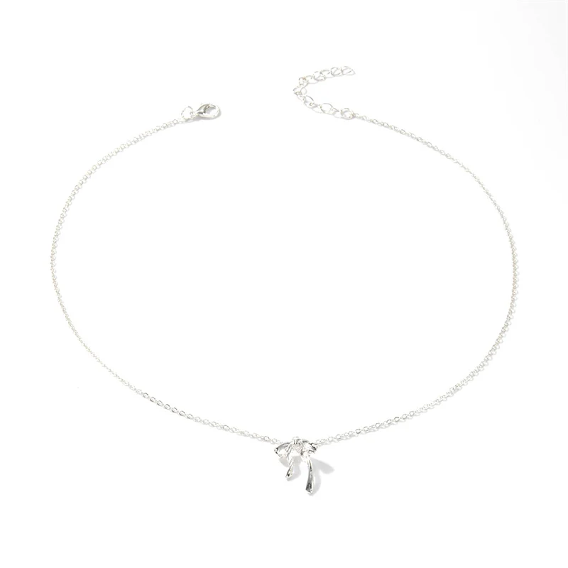 Exquisite Clavicle Chain Elegant Scrub Bow Pendant Necklace For Women Girls Temperament Collar Chain Korean Student image 6