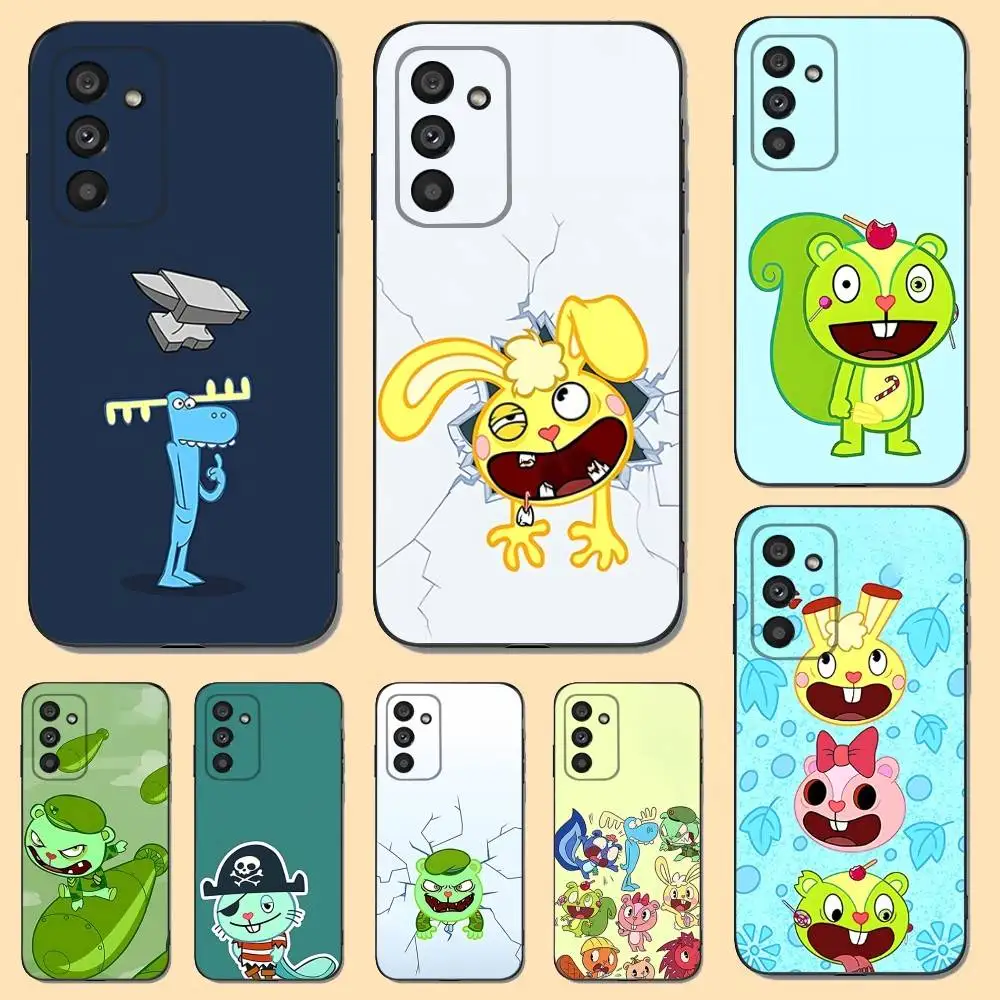 

H-Happy T-Tree Friends Phone Case For Samsung S 25,24,23,22,30,21,10,9,Ultra,Plus,Lite,FE,4,5 G Soft Black Case