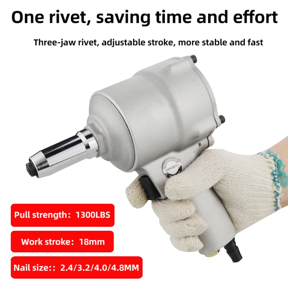 HIFESON Pneumatic Rivet Nail Gun Air Blind Riveting Tool Automatic Rivet Nailer Nail Automatic out Machine For 2.4mm-4.8mm Nails