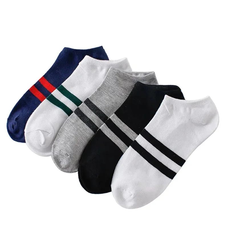 

LKWDer 3 Pairs/Lot Men's Socks Cotton Stripe Boat Socks All Seasons Summer Male Casual Harajuku Breathable Men Ankle Sock Meias