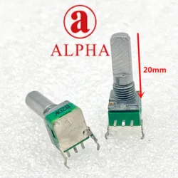 1pcs,Single loop carbon film potentiometer,RK09,B20K,3Pin,With Center positioning,The shaft length is 20mm