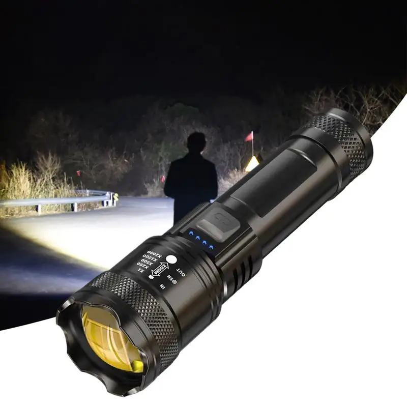 Lanterna LED Lanterna de acampamento com zoom recarregável Flash Lights Tocha 3 modos 250000   Lumens altos à prova d'água para camping
