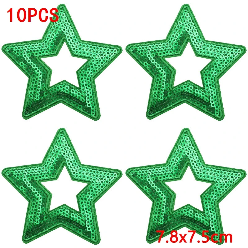 10 Stück Cheerleading-Pailletten-Stern-Aufnäher zum Aufbügeln für Kleidung, Cheer-Schleifen-Herz-Applikationen für Jacken, DIY – Detail 15