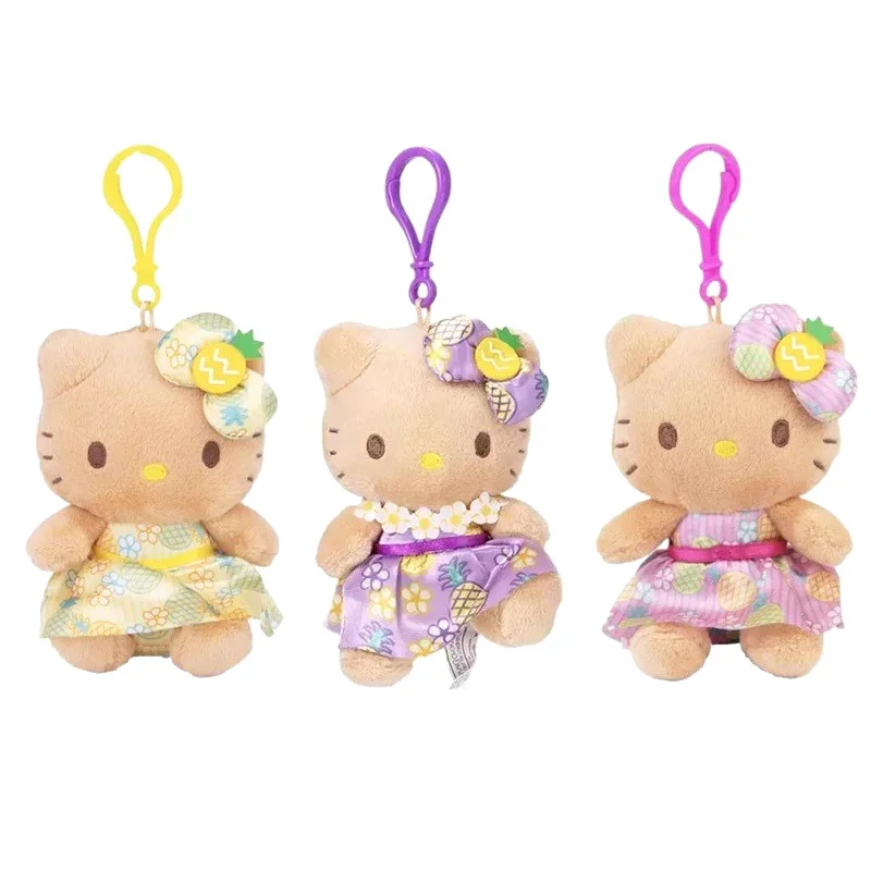 Simpatico portachiavi in peluche con ciondolo pometo di ananas in pelle Hello Kitty KT Cat