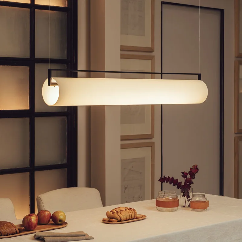 Nordic Simple Round Tube Led Pendant Light Art Dining Room Ceiling Chandelier Home Decor Lighting