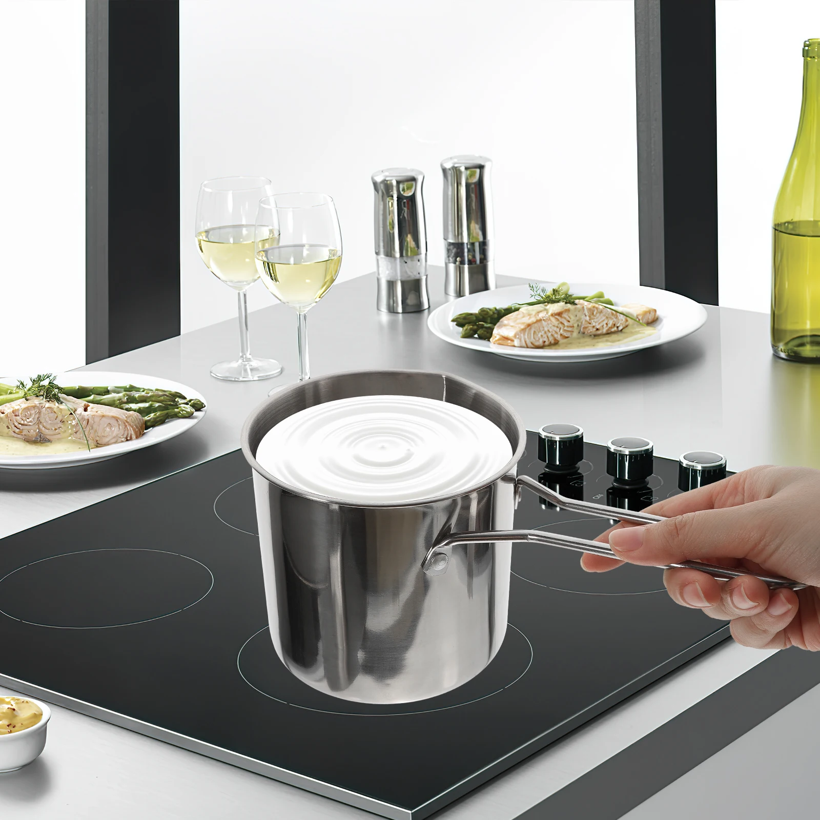 

1Set Household Stainless Steel Fryer Pot Deep Frying Basket Safe Ergonomic Handle Cooking Tool Kitchen Fry Basket