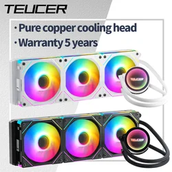 水冷ファンTeucer-240,液体ヒーター,Intel lga 360,1700, 1200,am4,am5と互換性のある統合ラジエーター