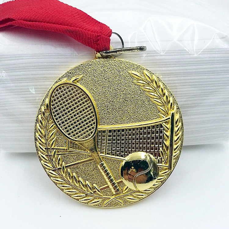 

Customization Metal Tennis Baked Paint Medal Sports Meeting Children's School Souvenirs Award Hanging Around the Neck Decor, 5Pc