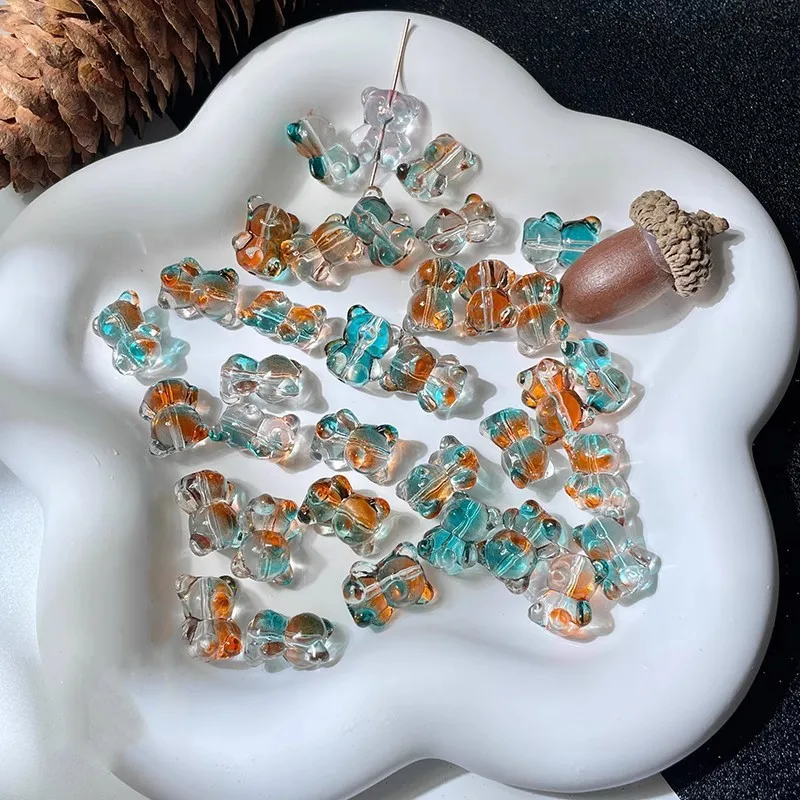 دلايات على شكل دب ، زجاج كريستال ، حبات سائبة لصنع المجوهرات بنفسك ، مورد أقراط ، إكسسوارات أساور ، 12 × 14 ، 10 #4