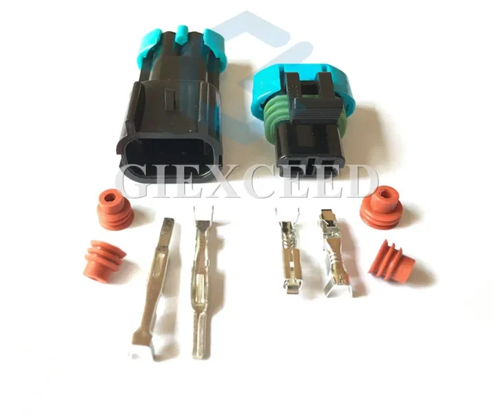 

2 комплекта 2-контактных разъемов AC 15300027 15300002 (женский и мужской) Weather Pack, водонепроницаемые автомобильные разъемы для вентиляторов, автомобильные соединители для проводки