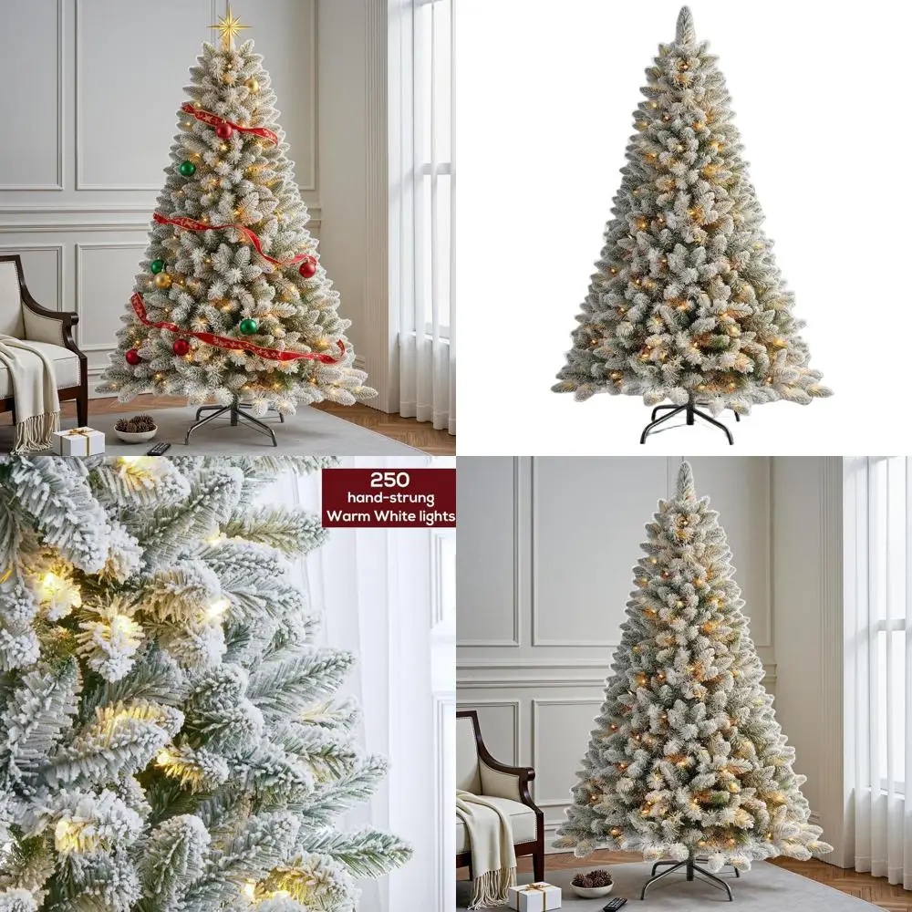 

6-Foot Hinged Artificial Spruce Christmas Tree with 250 Warm White LEDs and 600 PVC Tips for Easy Assembly and Decor