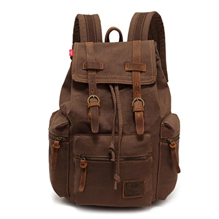

High Capacity Canvas Vintage Backpack - for School Travel 12-15" Laptop Backapcks for Men Casual Daypacks Rucksack M
