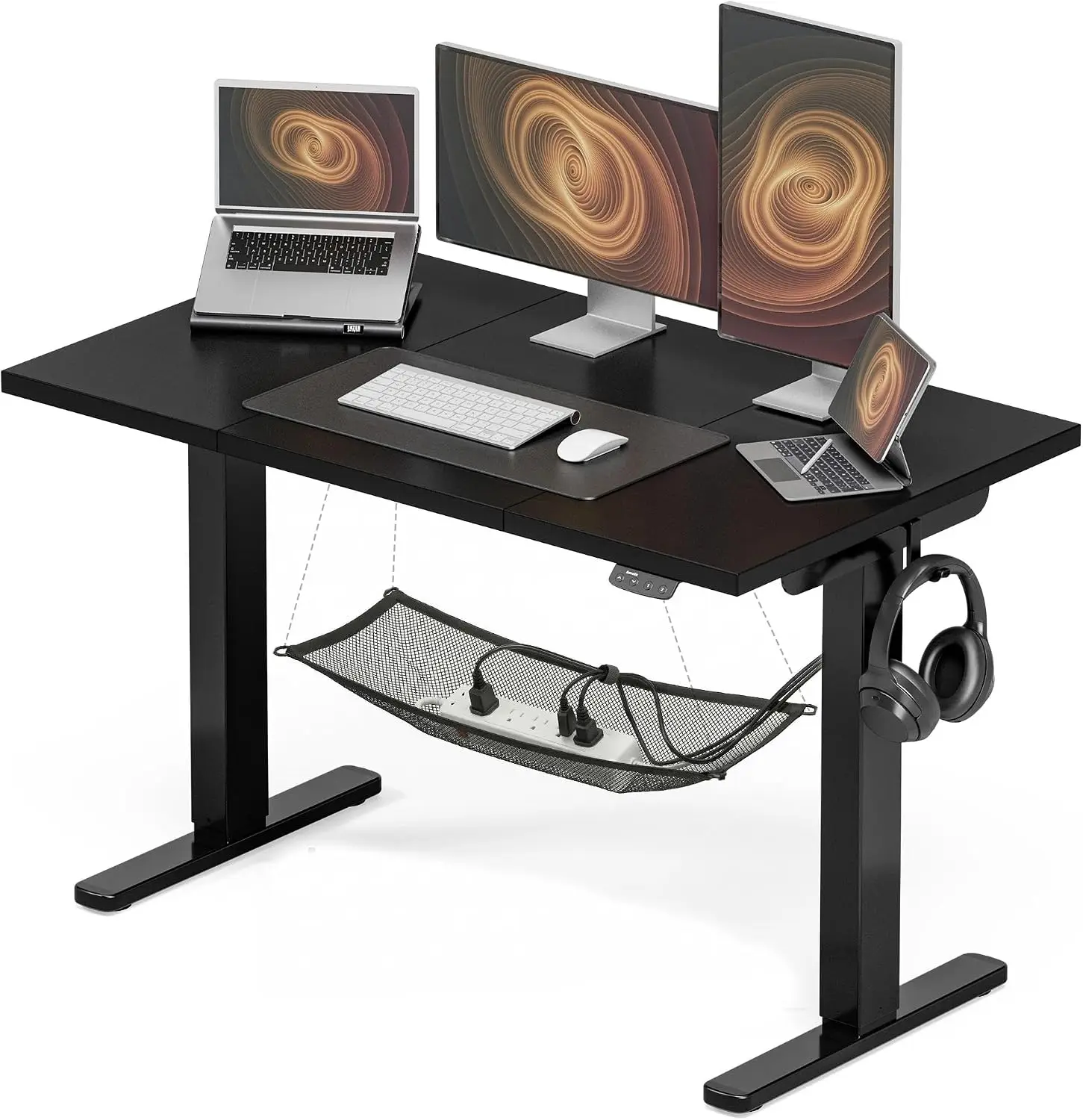 Sit Stand Desk Electric Height Adjustable 48x24 Inch Cable Management Memory Presets Ergonomic Work From Home Computer Desk