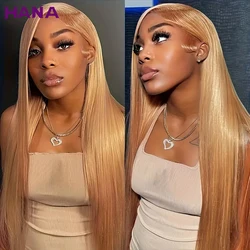 Honey Blonde Colored Bone Straight 13X6 Lace Frontal Wig Remy Pre-Plucked 5X7 Lace Closure Wig Human Hair Wigs For Black Women