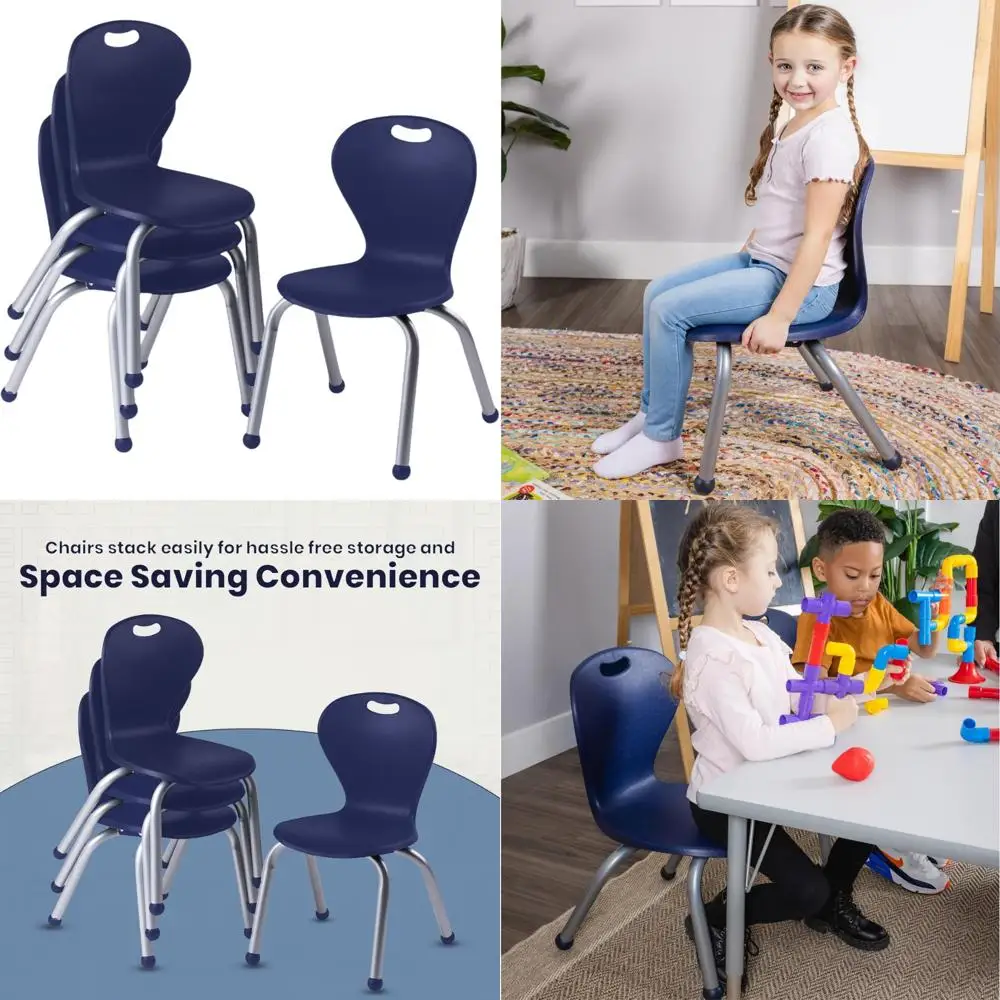 Ergonomic Classroom Chairs for Students - 12 to 18 Seat Heights, Molded Seat Shell, Robust Frame, Ideal for School Classrooms