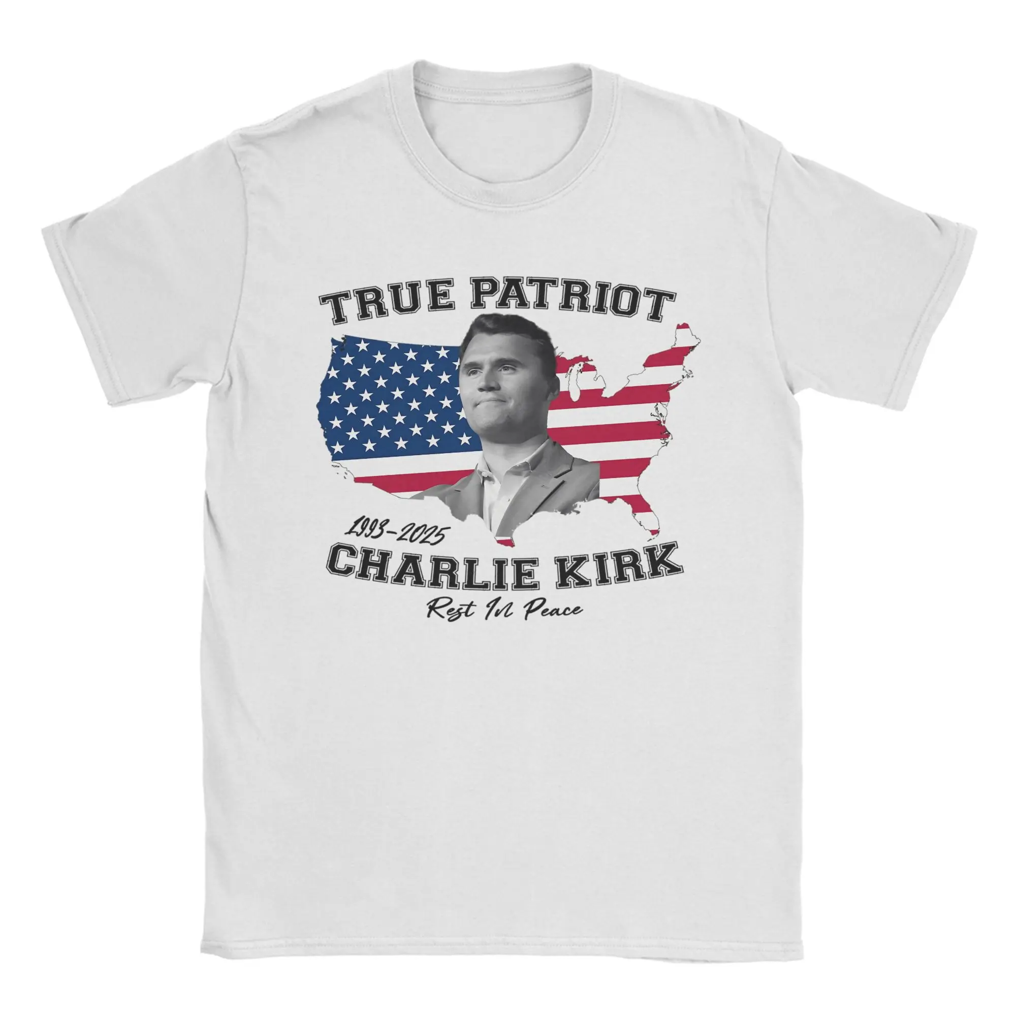 T-Shirt Summer True Patriot Charlie Kirk Rest In Peace American Flag T Shirts Pure Cotton Tee Shirt for Men Short Sleeve Clothes