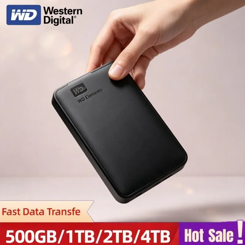 2.5 Inch Western Digital 4TB Portable External HDD USB3.0 Mechanical Hard Drive Large Space Storage Disk For Windows PC Notebook