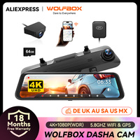 WOLFBOX G850 Front and Rear 4K 5.8Ghz WIFI Voice Control Dash Cam Car Camera WDR 1080P Dash Camera GPS Night Vision 24H Parking