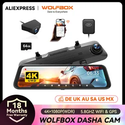 WOLFBOX G850 Vorne und Hinten 4K 5,8 GHz WIFI Dash Cam Auto Kamera WDR 1080P Dash Kamera für CarCar Dvr GPS Nachtsicht 24H Parkplatz