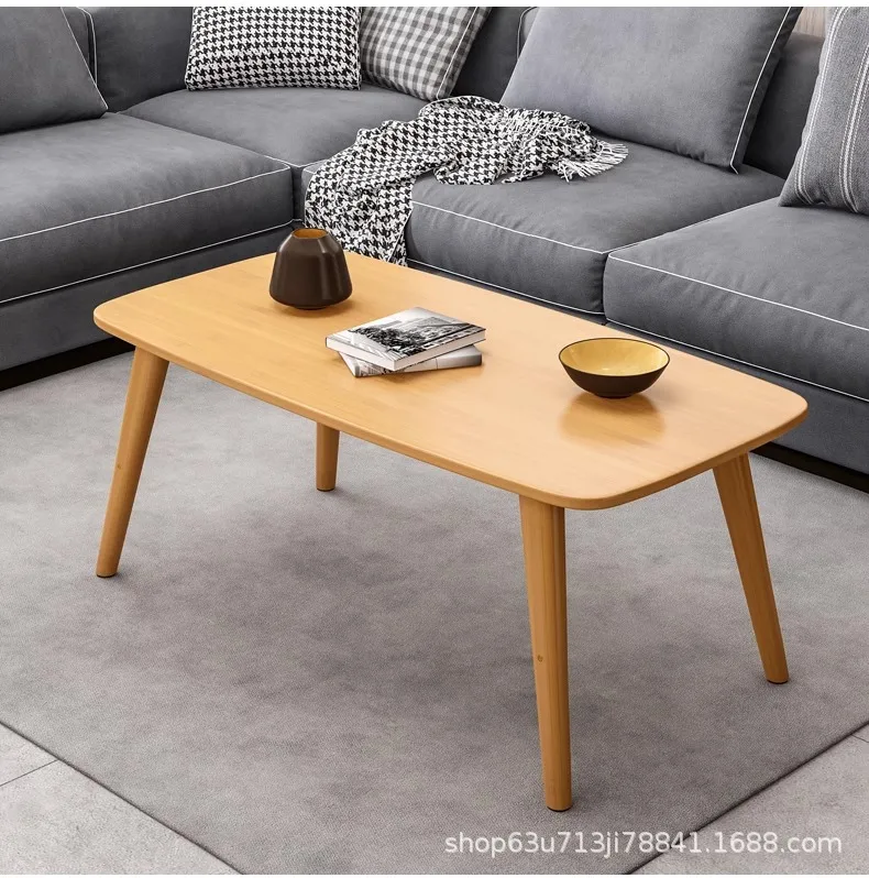 Coffee Table Living Room Center Minimalist Display 2-Tier Wood Coffee Table with Shelf Storage Mesa De Centro Elevable طاولة