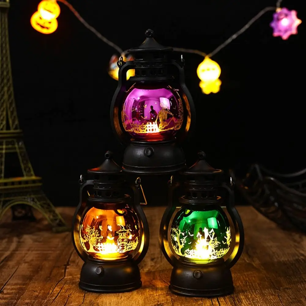 

Retro Halloween Pumpkin Lantern Colorful Creative Small Oil Lamp Durable Portable Ghost Lamp 2024 Festival Accessories