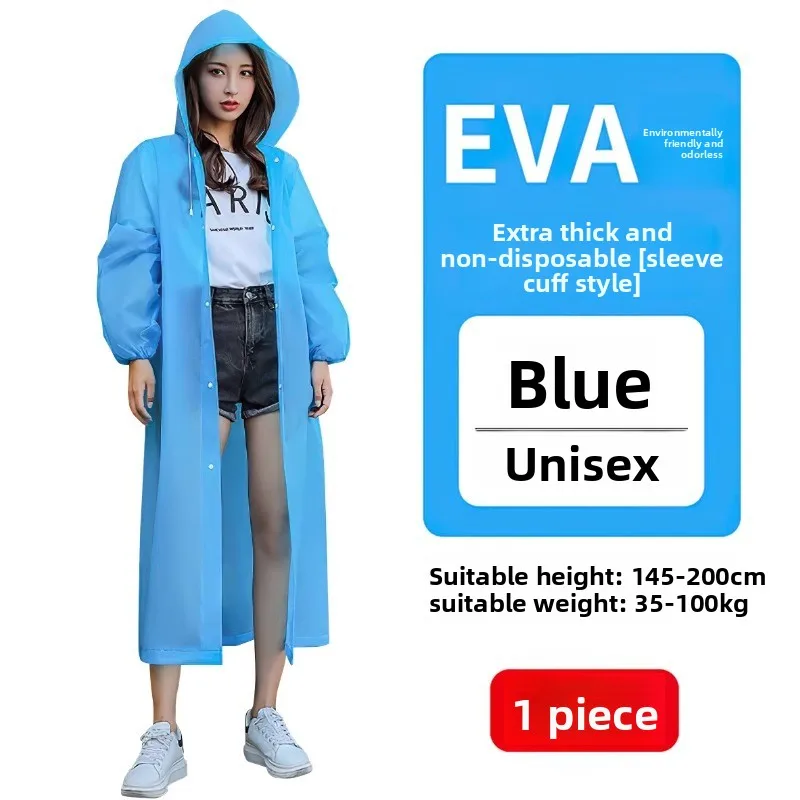 Thickened Reusable EVA Rain Poncho for Men and Women Adults - Long Length for Students, Hiking, Travel and Rafting