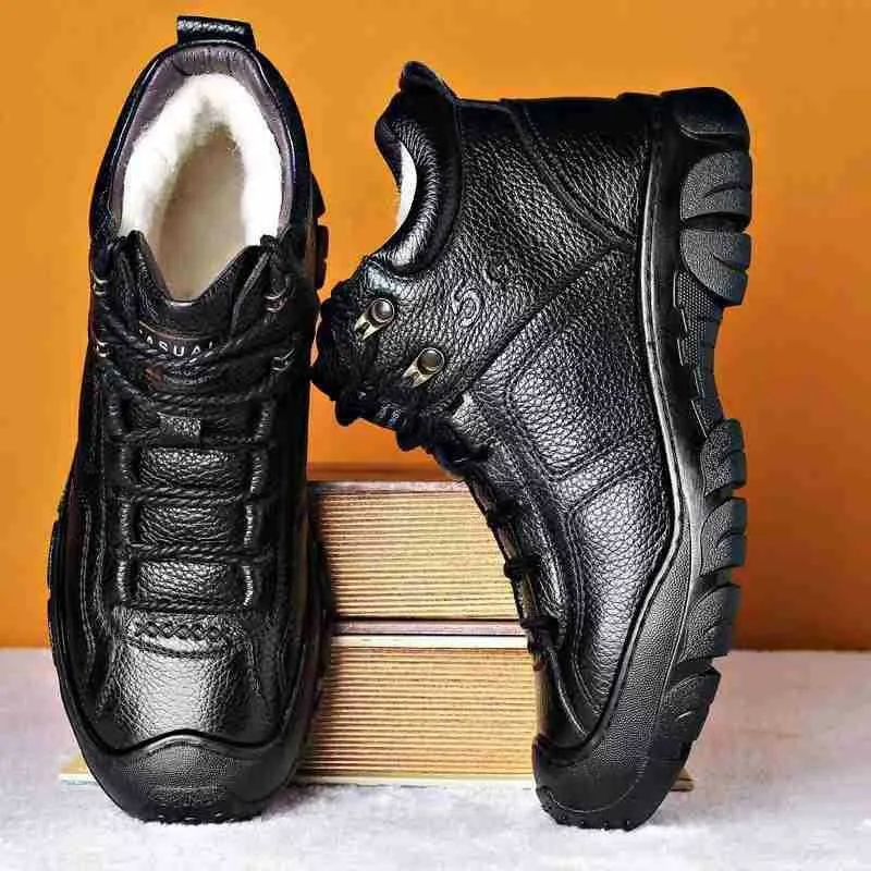 Men's cotton shoes thickened and warm 2025 winter casual thick soled outdoor hiking Korean version
