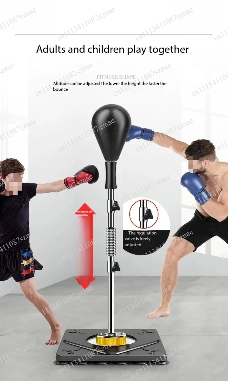 Adjustable Household Boxing Reflex Trainer, Freestanding Tumbler Punching Bag with Speed Ball and Pear Ball for Sanda