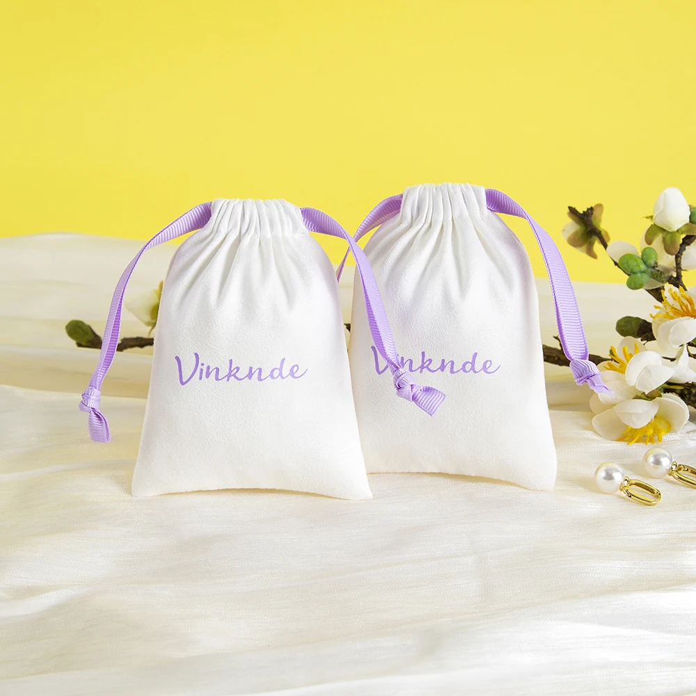 

Soft White Tarot Gift Packaging Flannel Velvet Drawstring Bag Custom Logo Printed Jewelry Cosmetic Bracelet Earrings Dust Pouch
