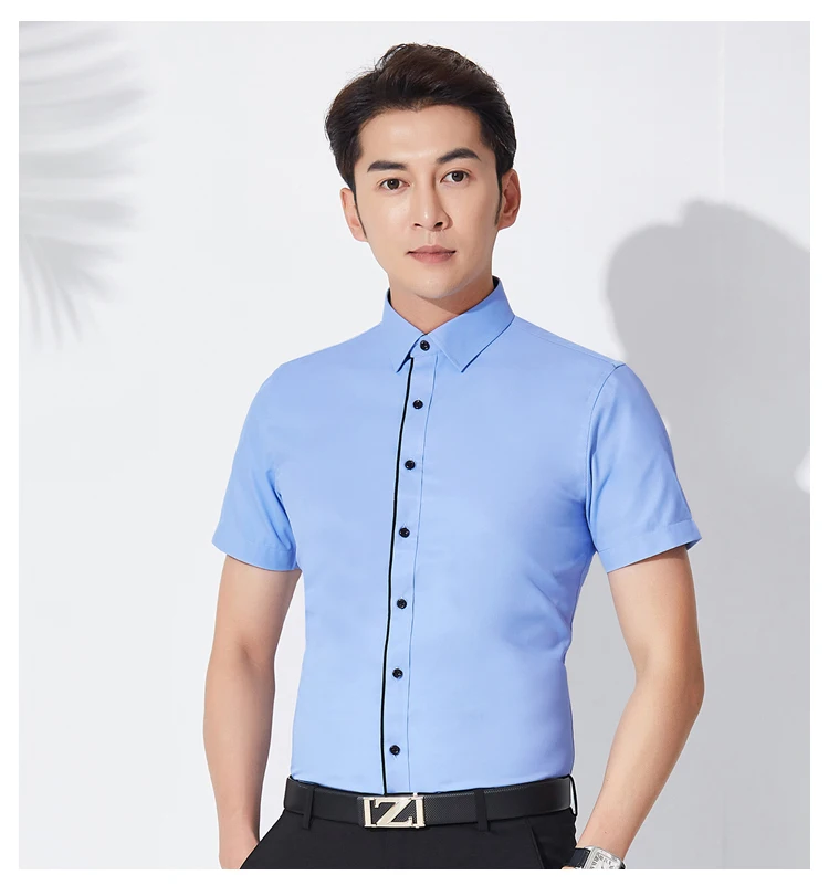 Large Size 14XL 150KG 160KG Men Big Shirt short Sleeve summer Office Dress Shirts Formal Solid pockets Shirts Business 12XL