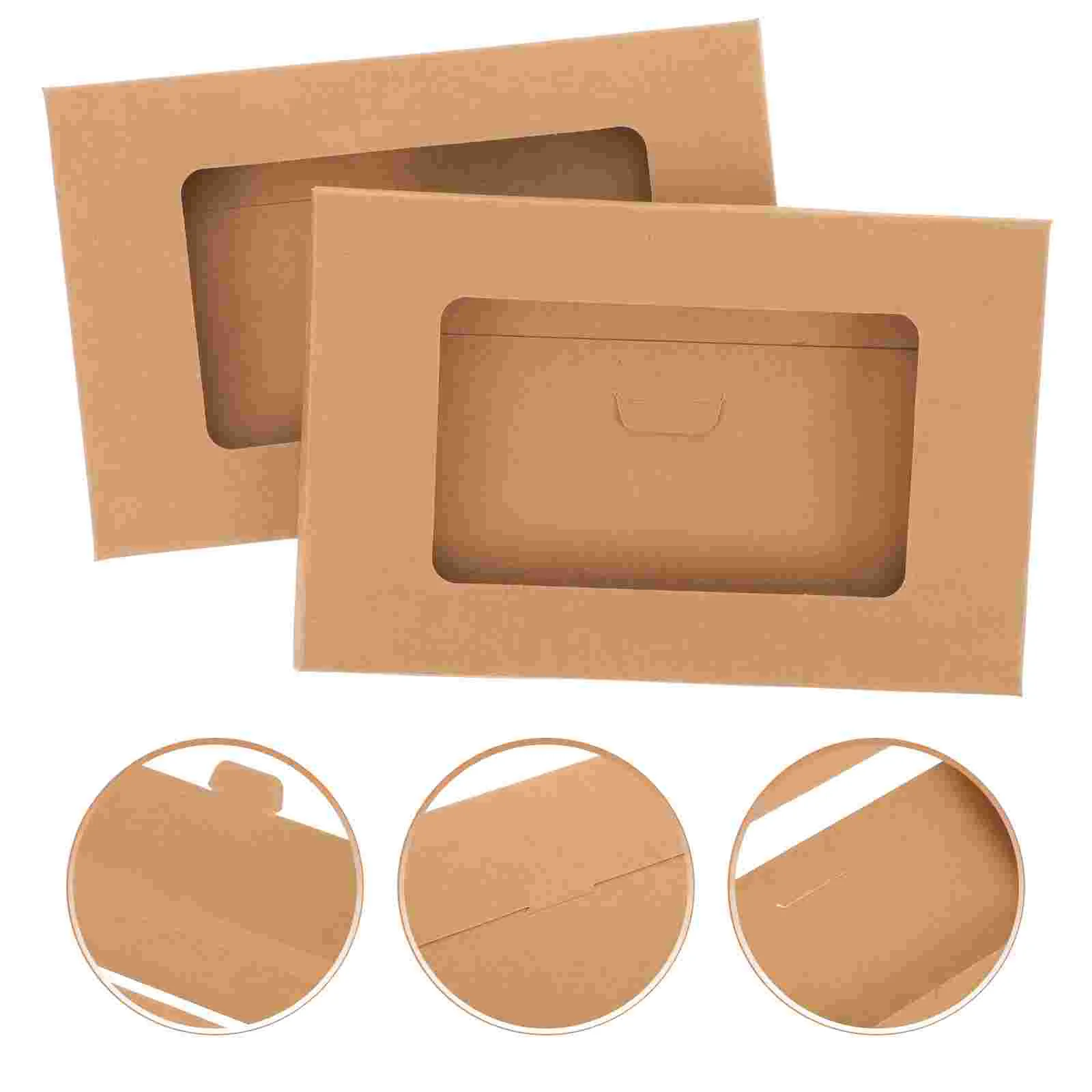 

10 Pcs Postcard Window Envelope Box Postcards Paper Cases Kraft Gift Envelopes with Windows Packing Bags