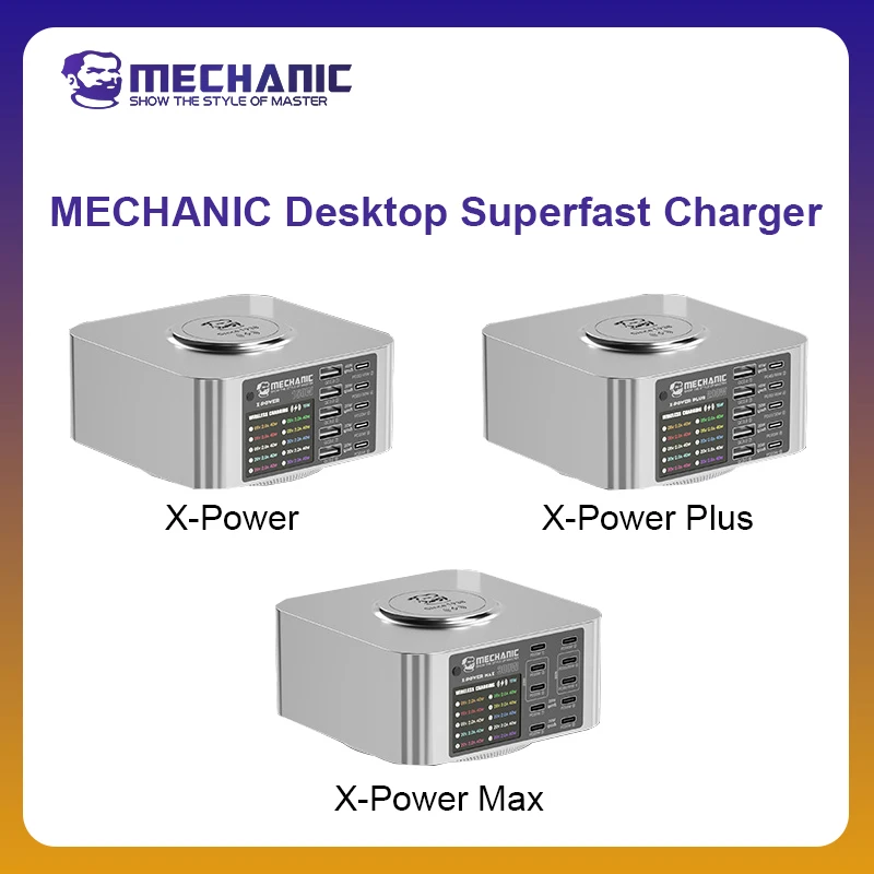 MECHANIC OFFICIAL X-Power Series SuperFast Charger High-Power 300W Wireless 15W PD QC 3.0 Charging Station For Phone Charging