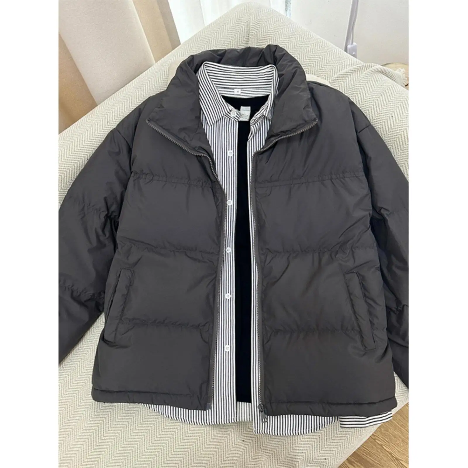 

Plu Men's Winter Jaet Thiened Stand Collar Warm Bread Sle down Coat High Street Faion from hu Zhangjiagang