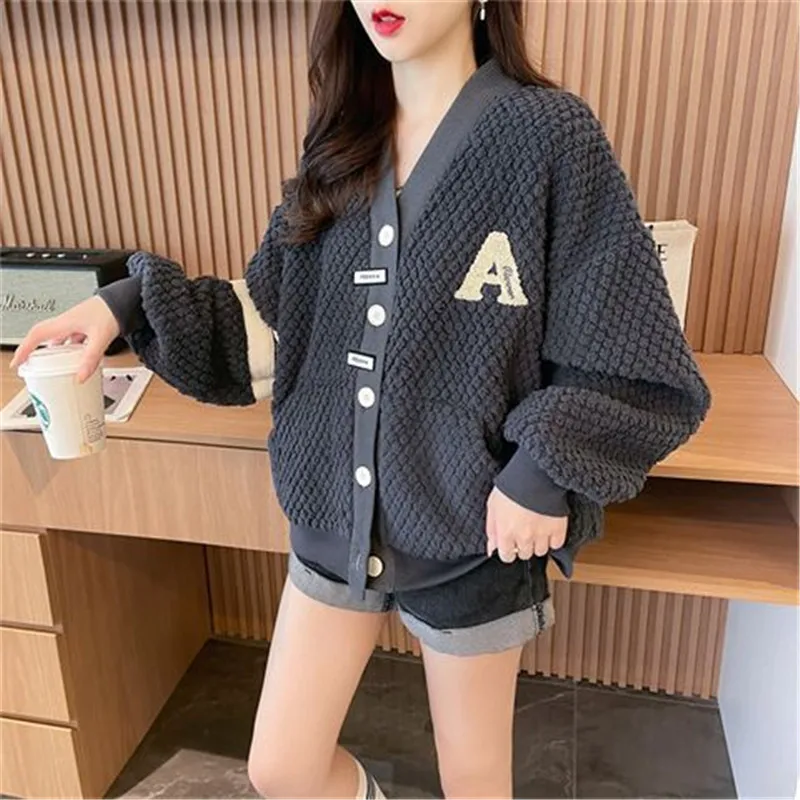 Thickened and Plush New Hoodie Jackets for Autumn and Winter Loose Casual Cardigan Top Sweatshirts Clothes Long Sleeve Top