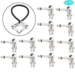 12pcs 90Degree Right Angle 6.35 Mm Mono 2 Pole Jack Plug 6.35mm Guitar Audio Cable Phono Pancake 1/4 Inch Connector New